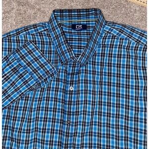 Cutter & Buck Black/Blue Plaid Mens 3XB Easy Care Button Down Cotton/Nylon